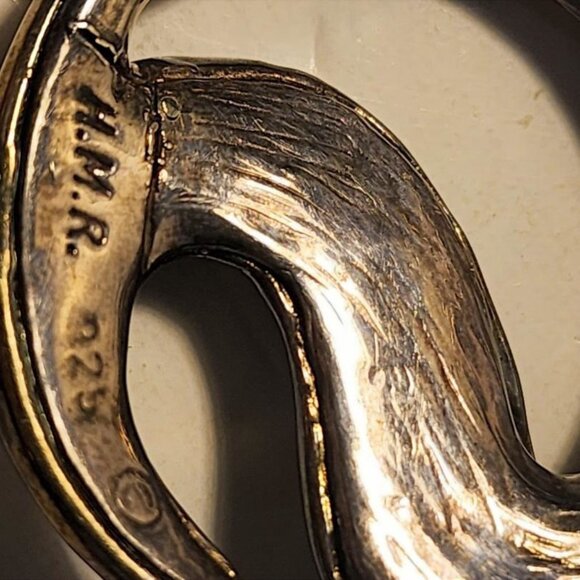 1980s C-Shaped or Spiral...Abstract , Highly Stylized 925 Silver Brooch , 5 cms - Picture 2 of 3